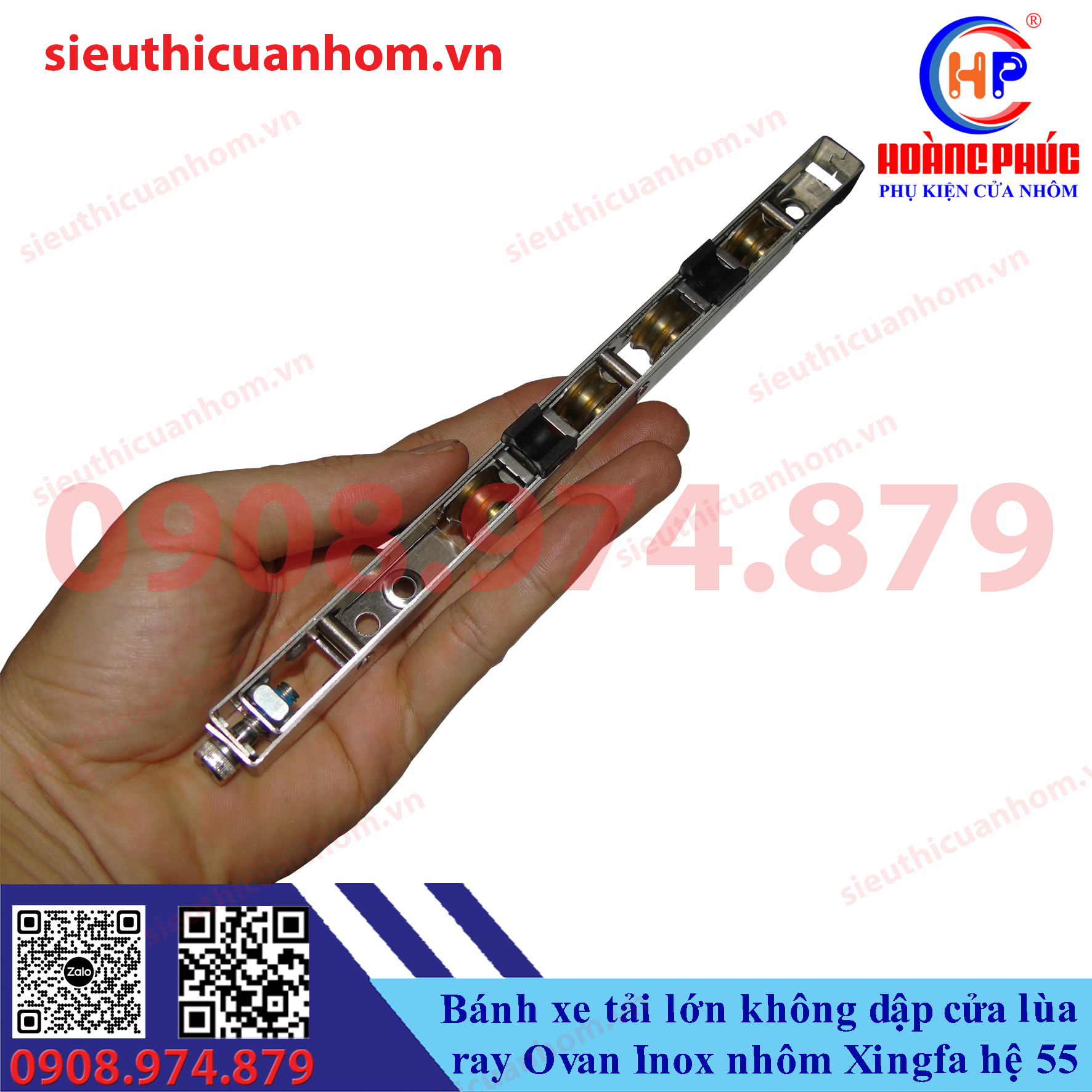 Bánh xe tải lớn không dập ray Ovan Inox cửa lùa 55