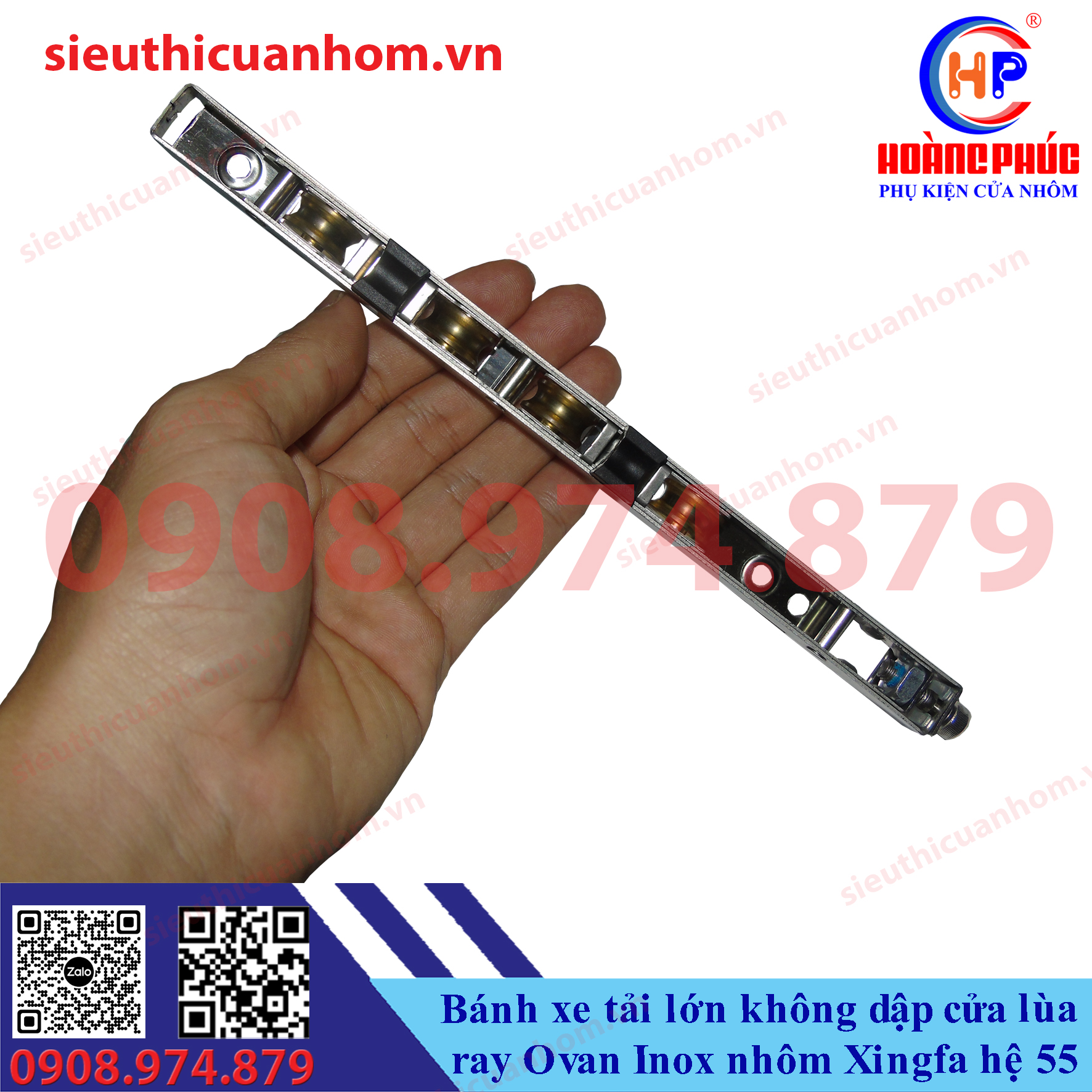 Bánh xe tải lớn không dập ray Ovan Inox cửa lùa 55