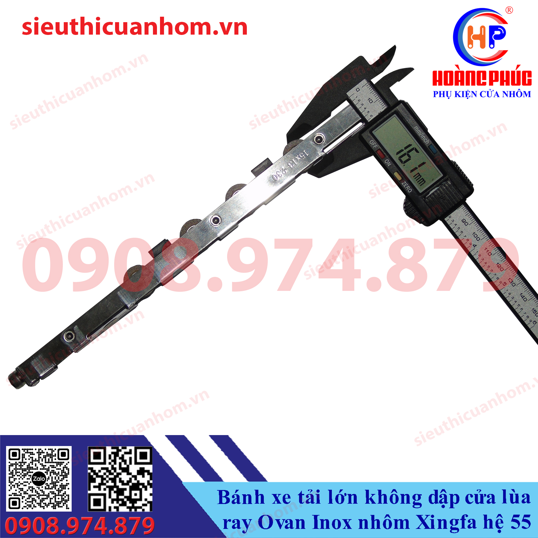 Bánh xe tải lớn không dập ray Ovan Inox cửa lùa 55