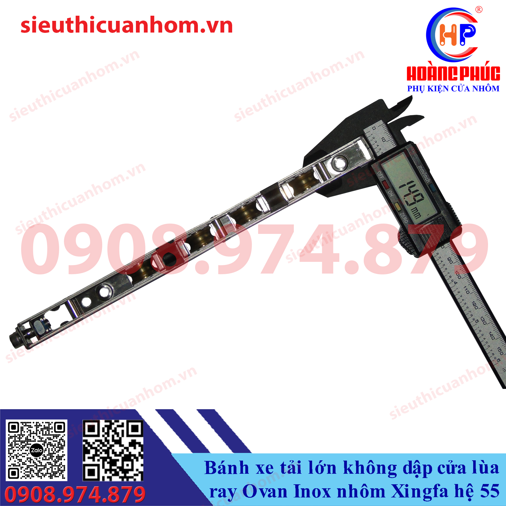 Bánh xe tải lớn không dập ray Ovan Inox cửa lùa 55