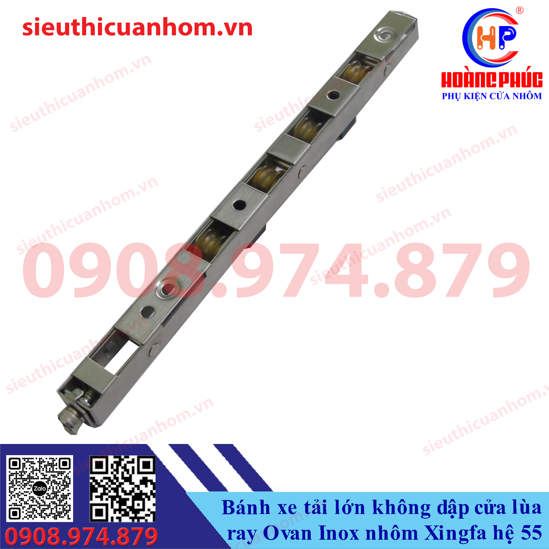 Bánh xe tải lớn không dập ray Ovan Inox cửa lùa 55