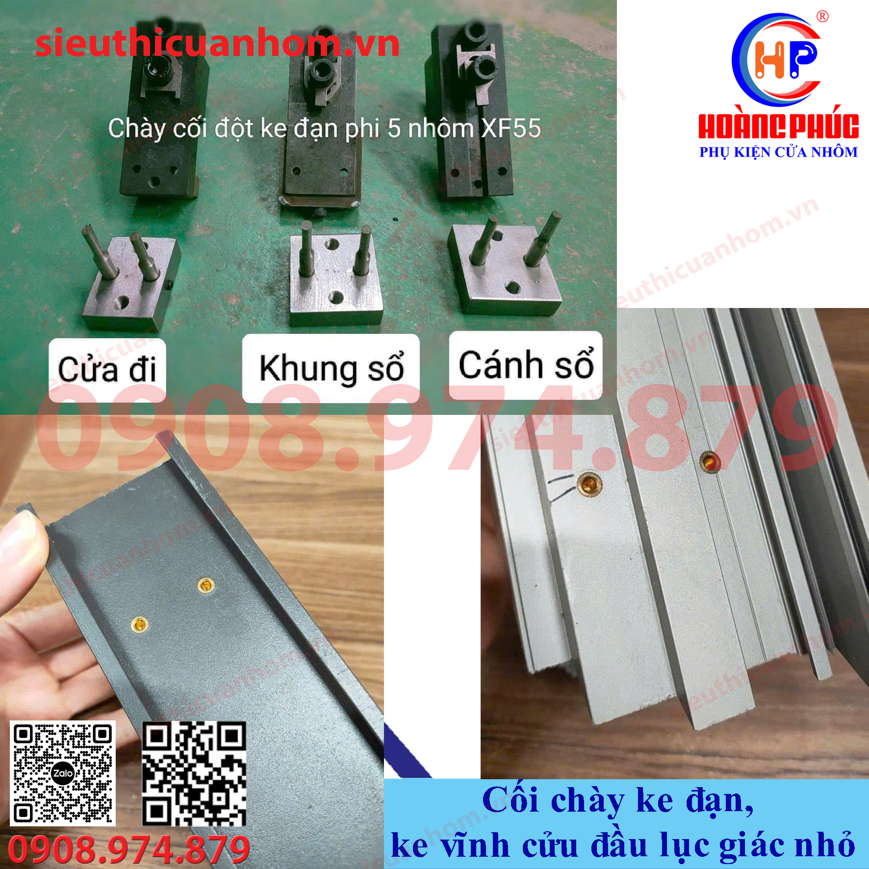 Cối chày 5mm và 6mm dùng ke đạn cho nhôm Xingfa hệ 55