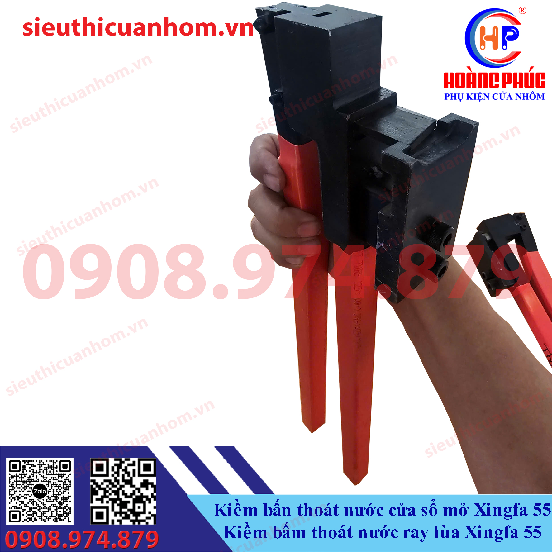 Kìm bấm thoát nước cửa sổ mở và kìm bấm thoát nước ray lùa Xingfa 55