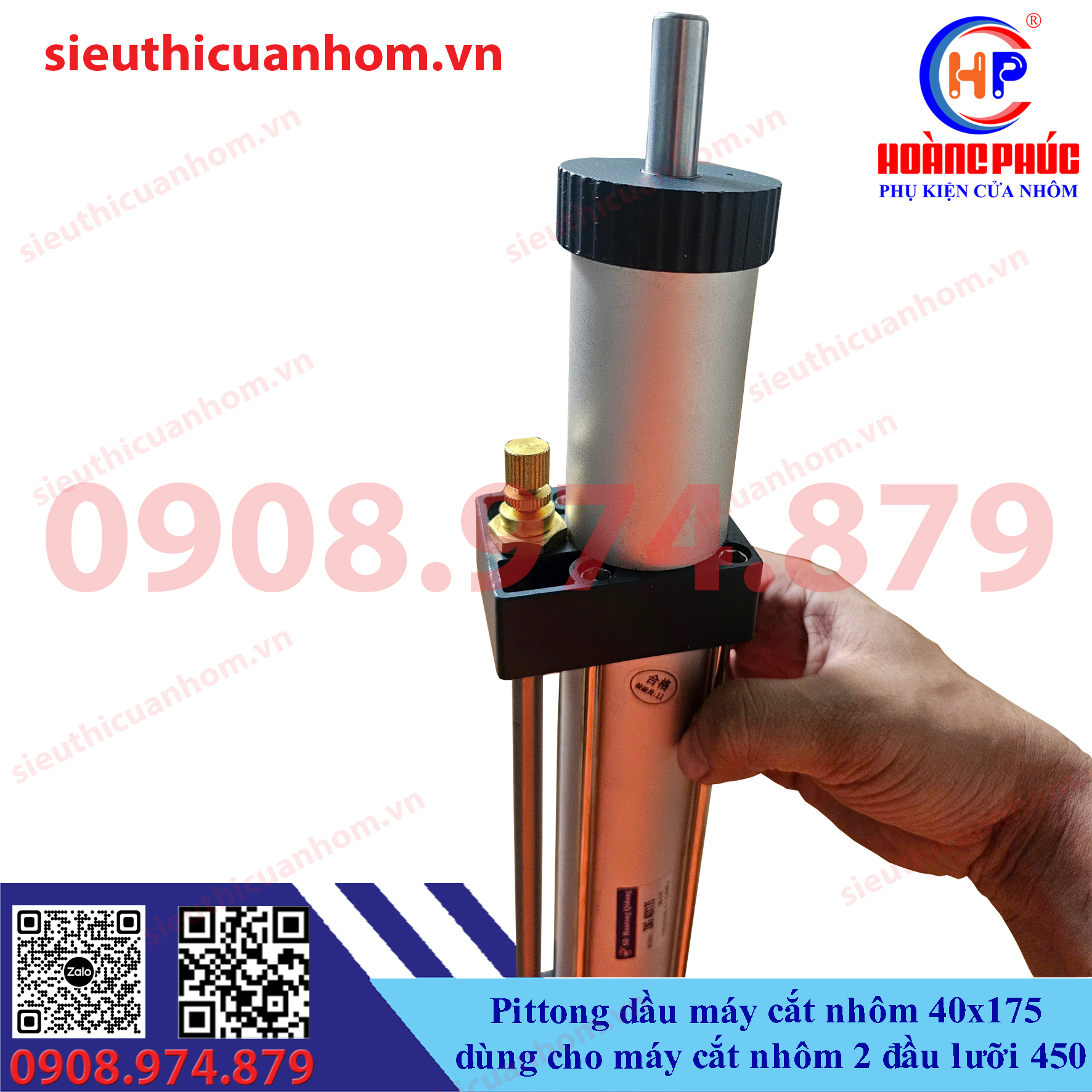 Pittong dầu máy cắt nhôm 40x175 dùng cho máy cắt nhôm 2 đầu lưỡi 450