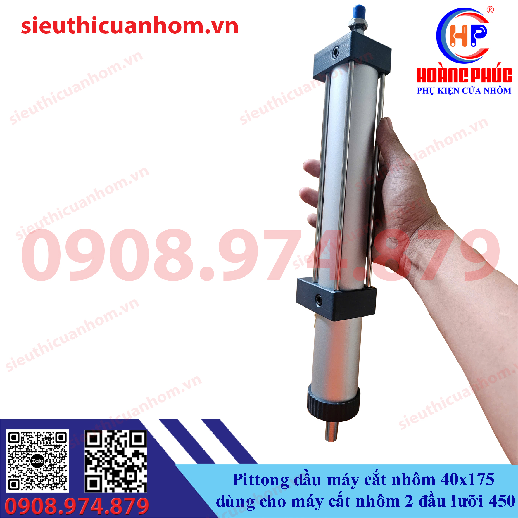 Pittong dầu máy cắt nhôm 40x175 dùng cho máy cắt nhôm 2 đầu lưỡi 450