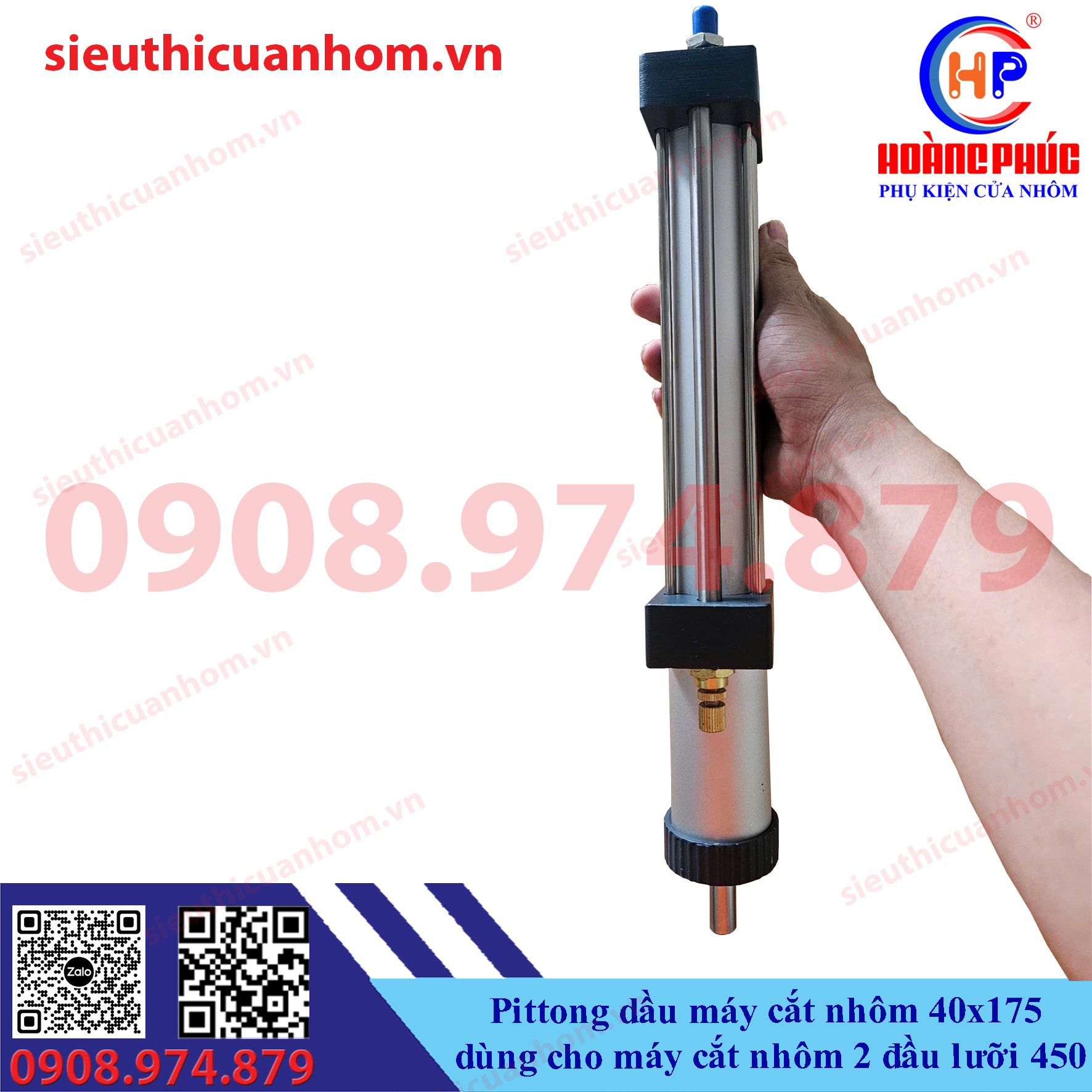 Pittong dầu máy cắt nhôm 40x175 dùng cho máy cắt nhôm 2 đầu lưỡi 450