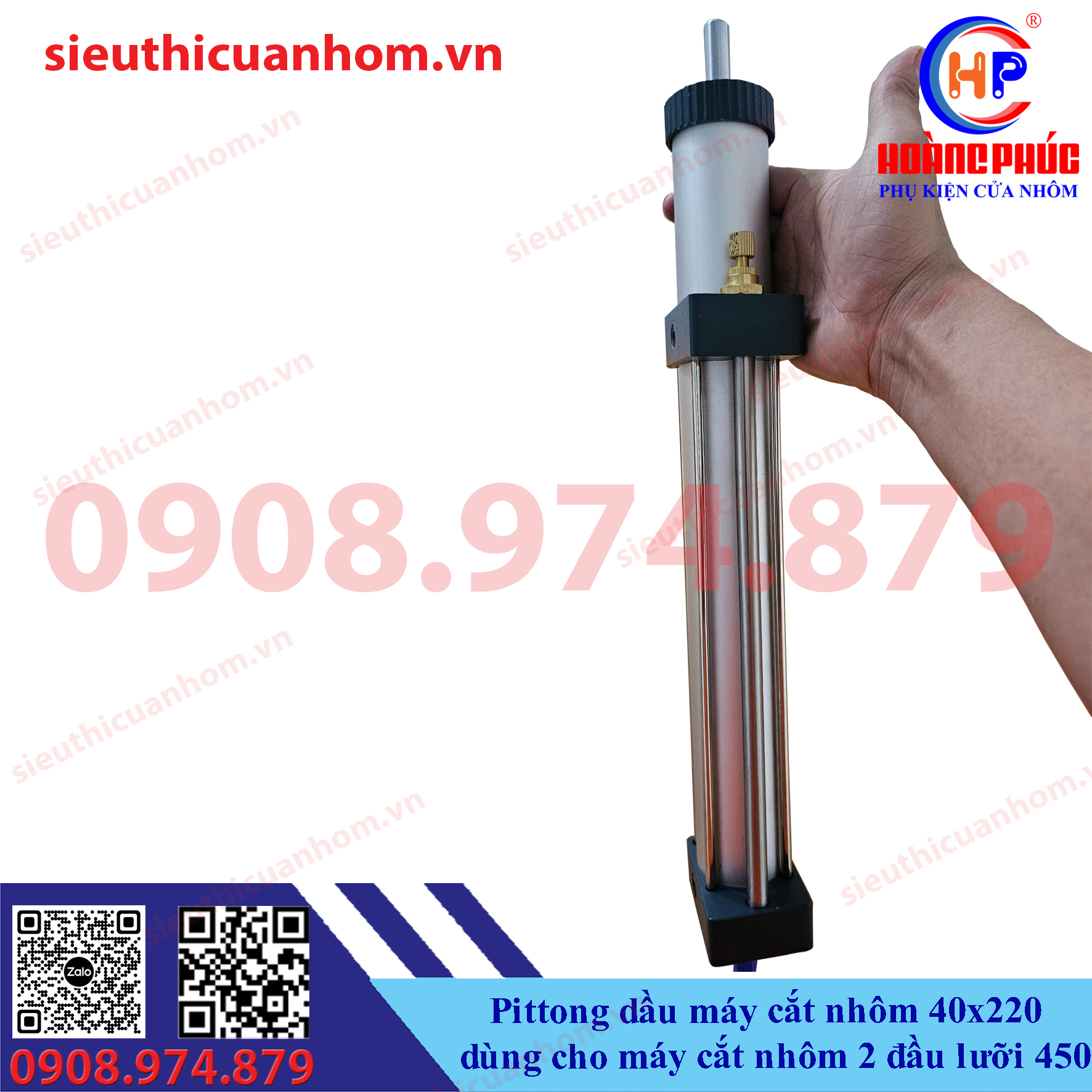 Pittong dầu máy cắt nhôm 40x220 dùng cho máy cắt nhôm 2 đầu lưỡi 450