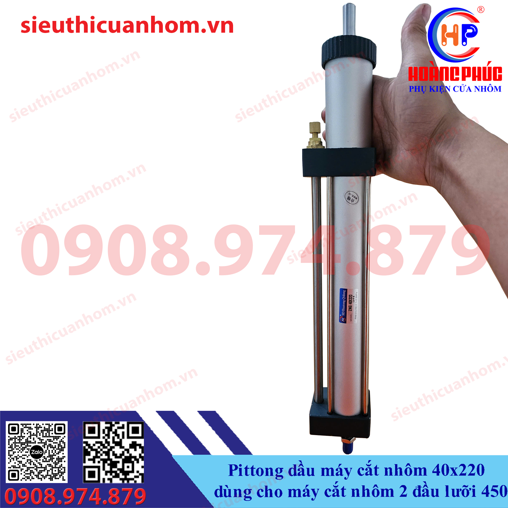 Pittong dầu máy cắt nhôm 40x220 dùng cho máy cắt nhôm 2 đầu lưỡi 450