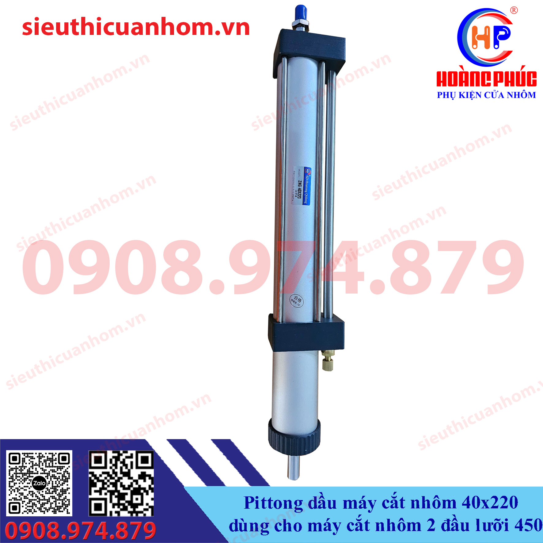 Pittong dầu máy cắt nhôm 40x220 dùng cho máy cắt nhôm 2 đầu lưỡi 450