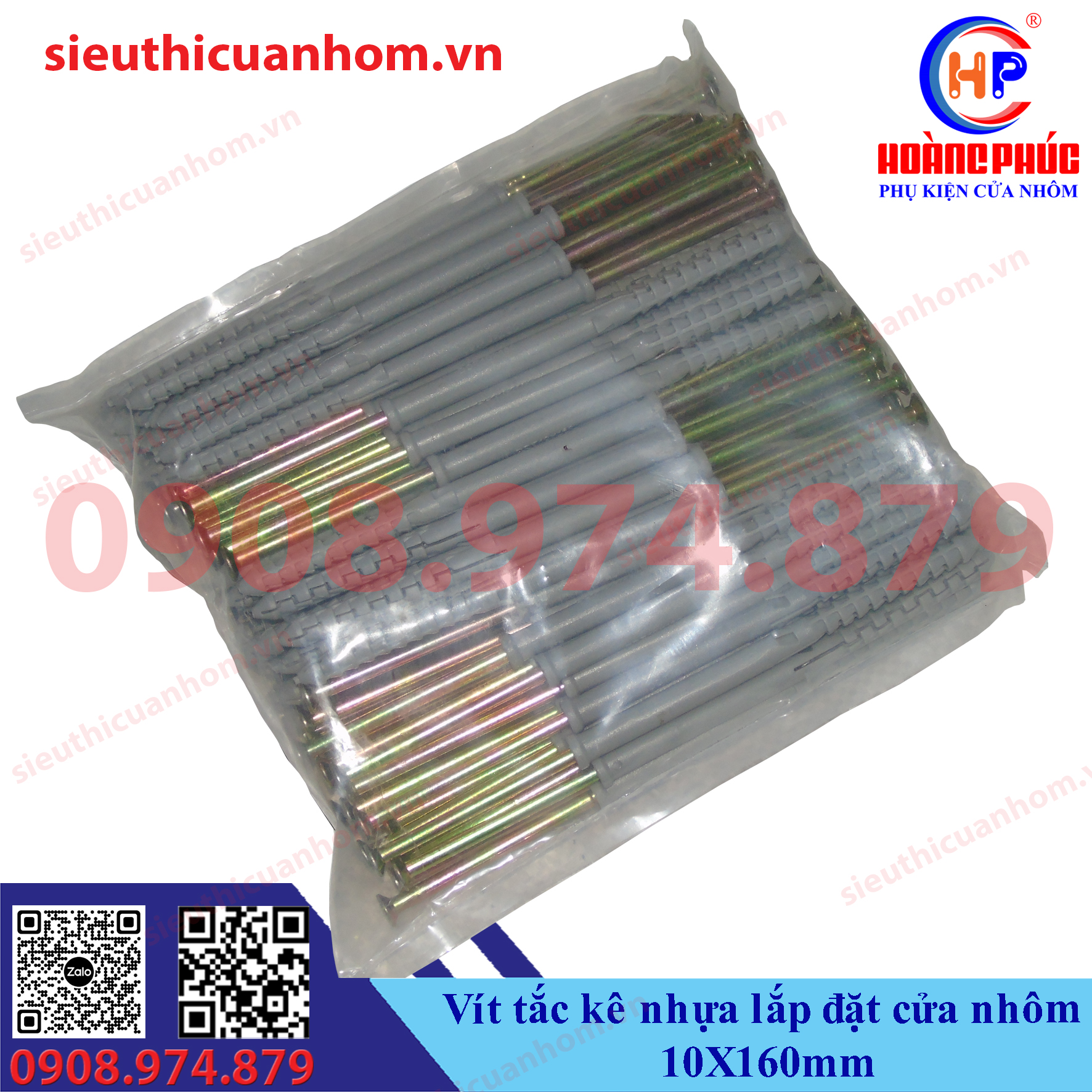 Vít tắc kê nhựa lắp đặt cửa nhôm 10X160mm