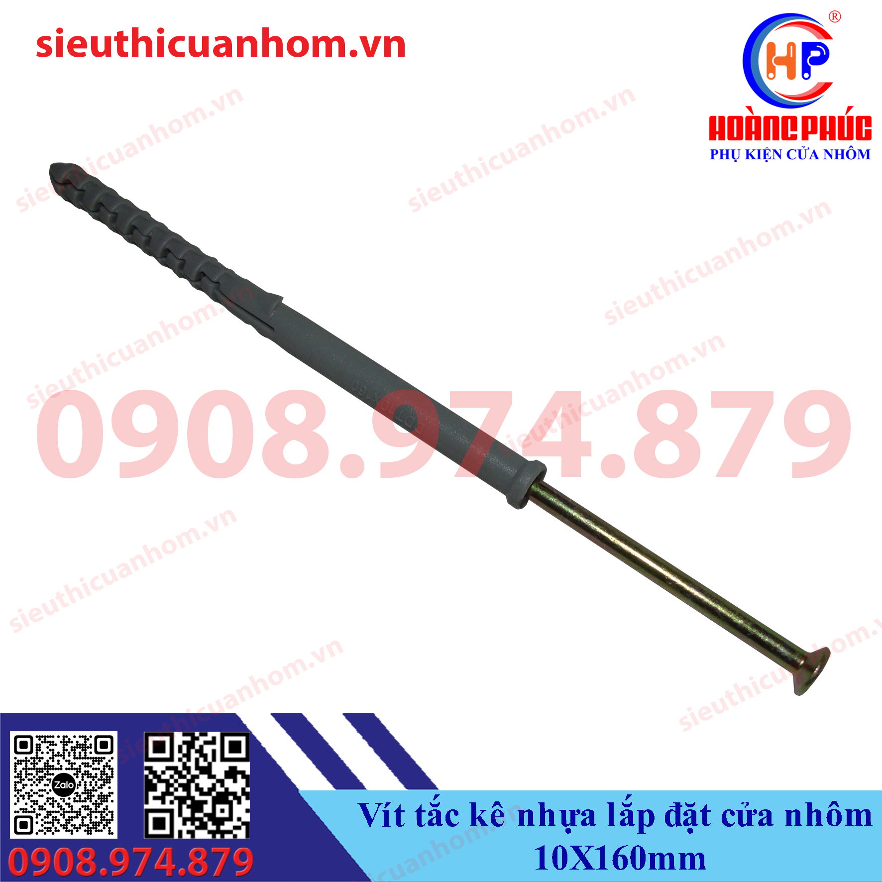 Vít tắc kê nhựa lắp đặt cửa nhôm 10X160mm