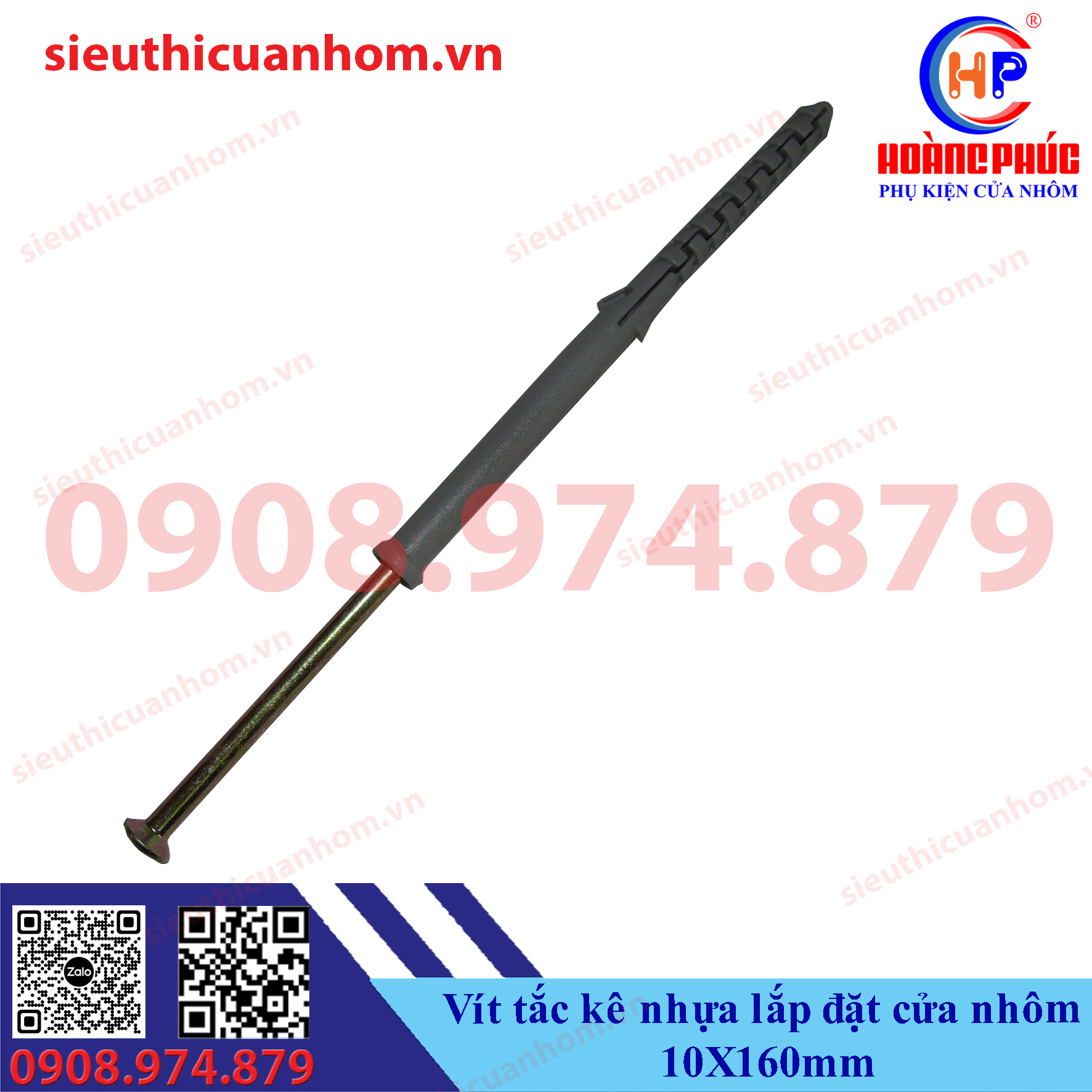 Vít tắc kê nhựa lắp đặt cửa nhôm 10X160mm