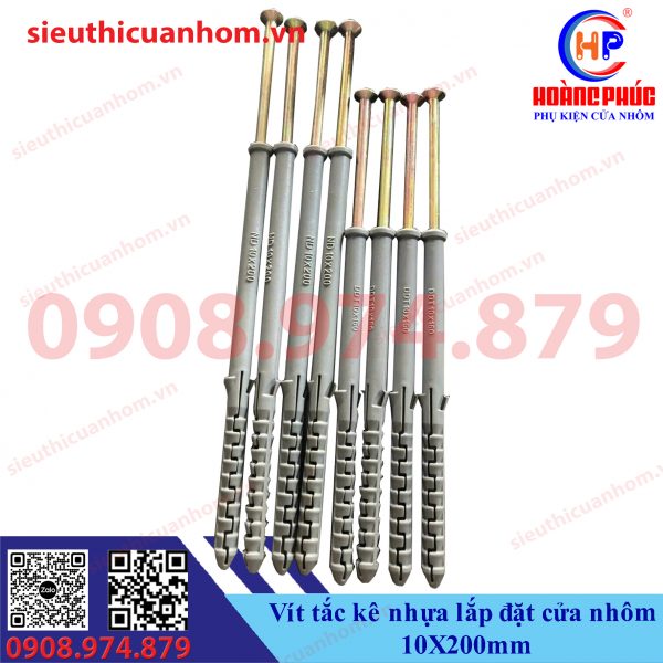 Vít tắc kê nhựa lắp đặt cửa nhôm 10X200mm