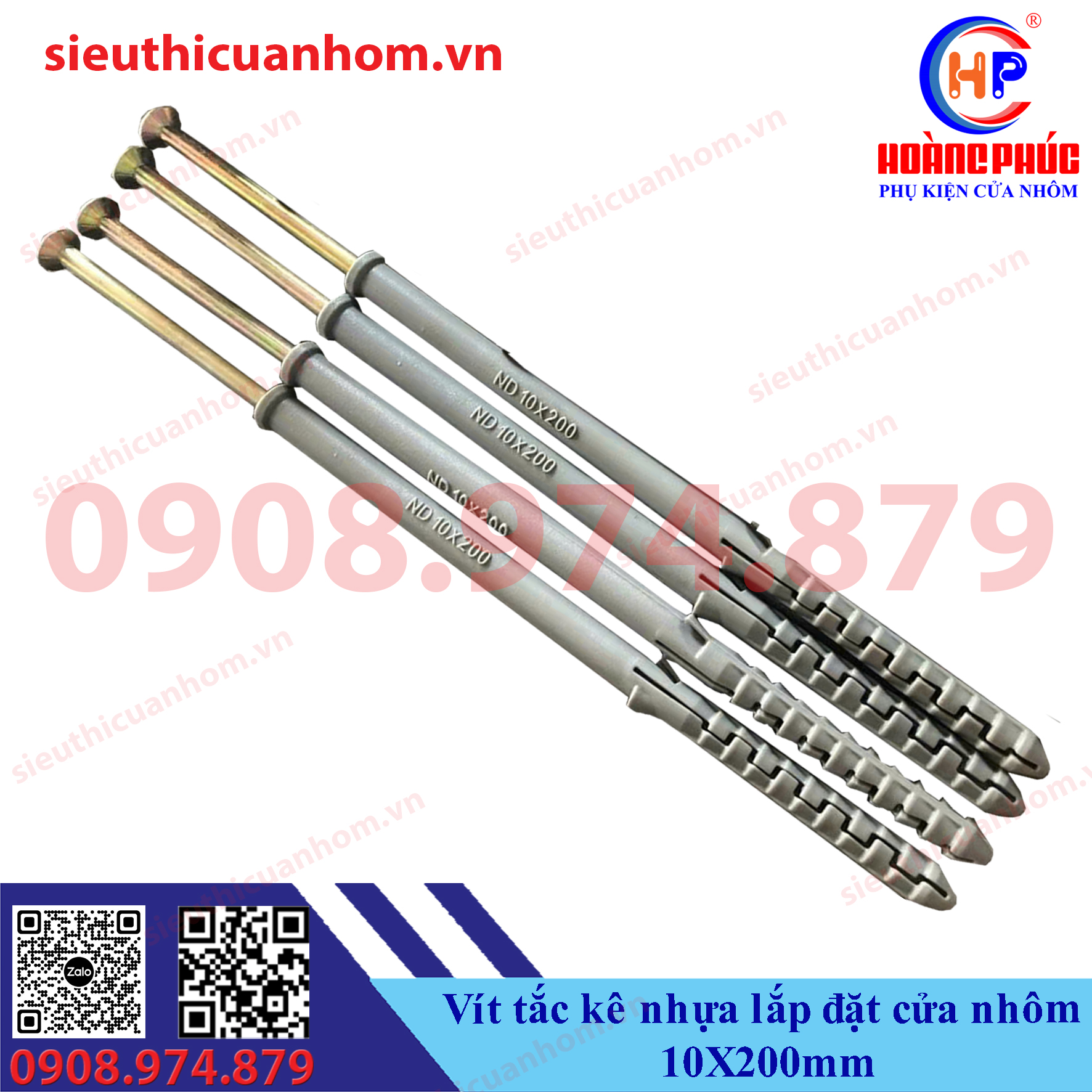 Vít tắc kê nhựa lắp đặt cửa nhôm 10X200mm
