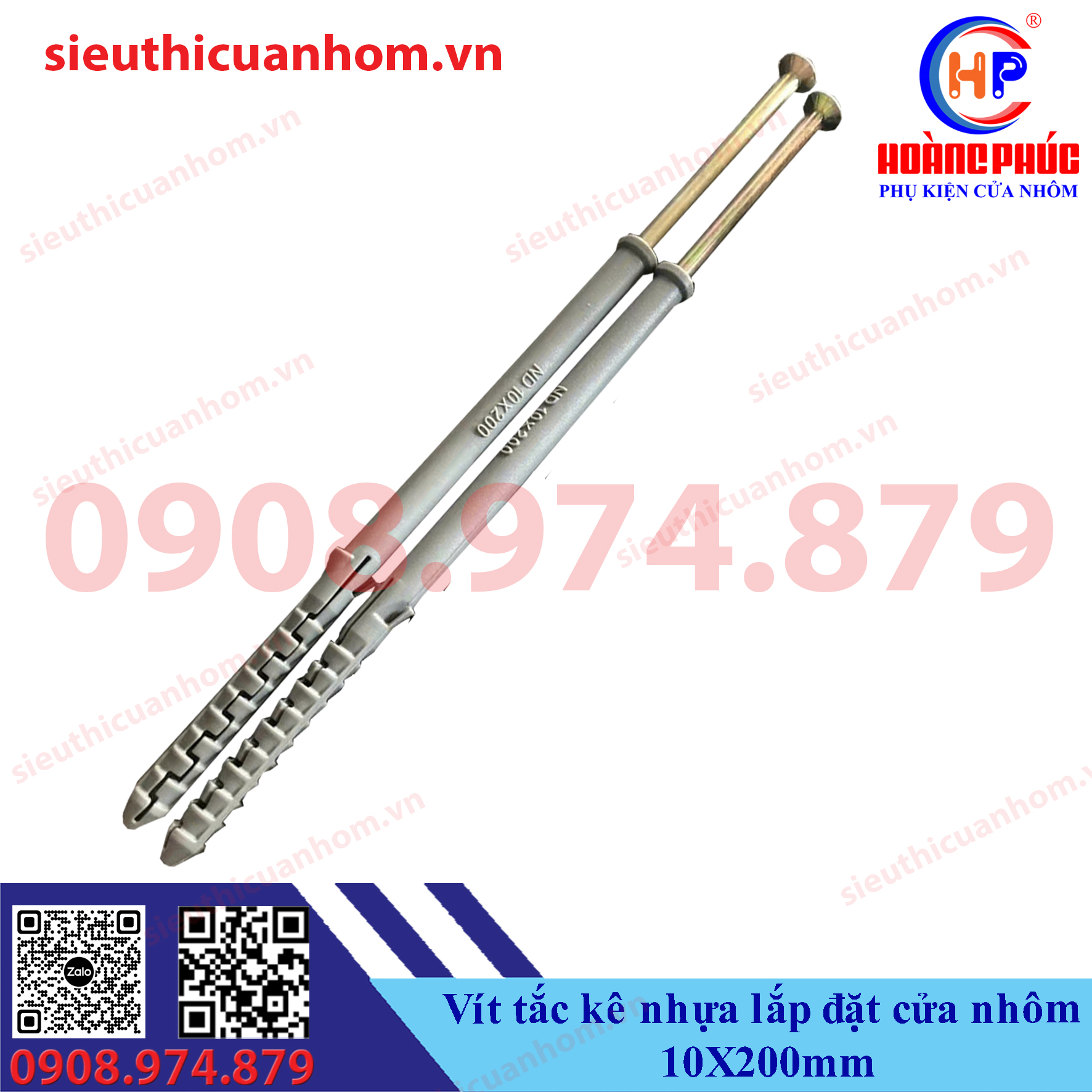Vít tắc kê nhựa lắp đặt cửa nhôm 10X200mm