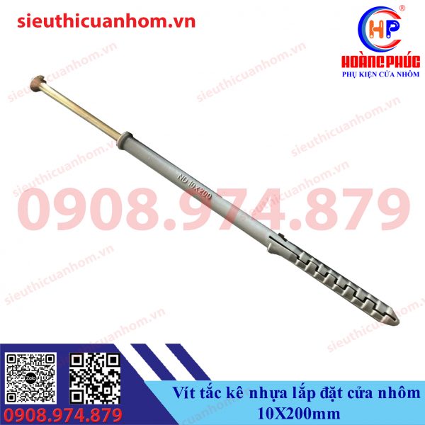 Vít tắc kê nhựa lắp đặt cửa nhôm 10X200mm