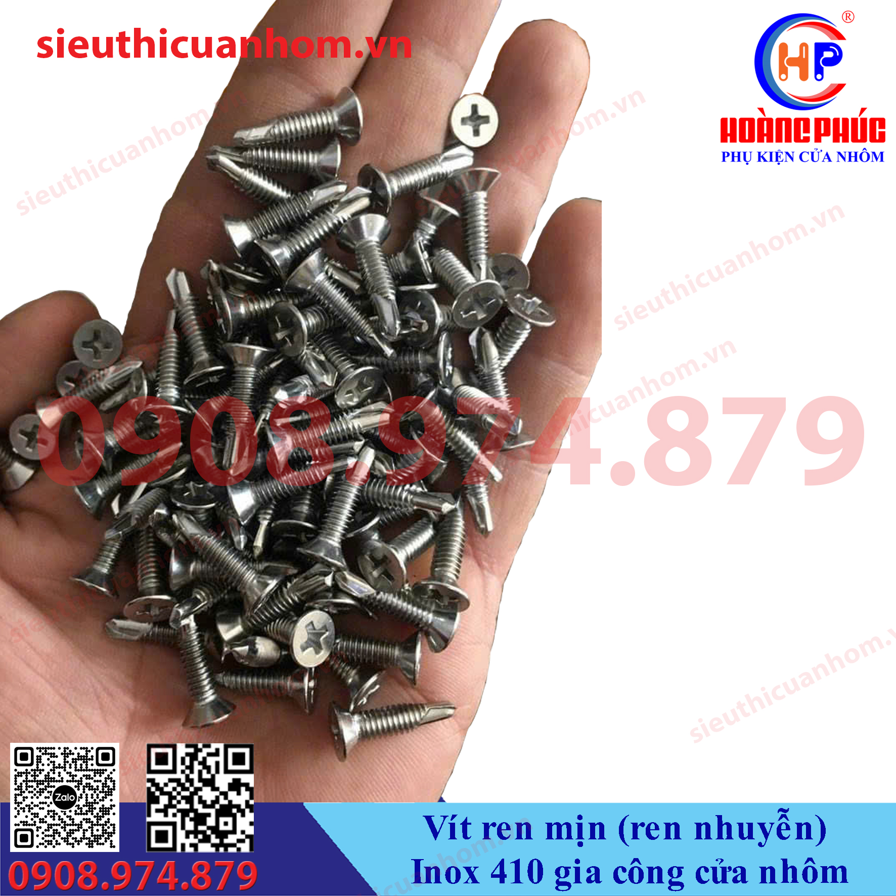 Vít ren mịn Inox 410 gia công cửa nhôm
