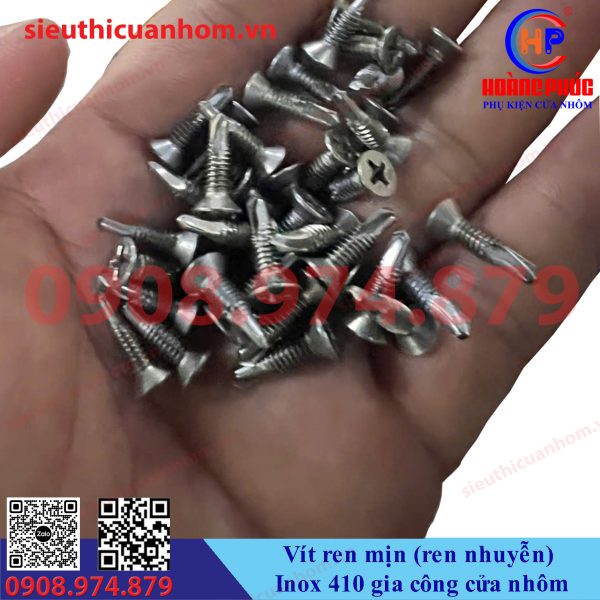 Vít ren mịn Inox 410 gia công cửa nhôm