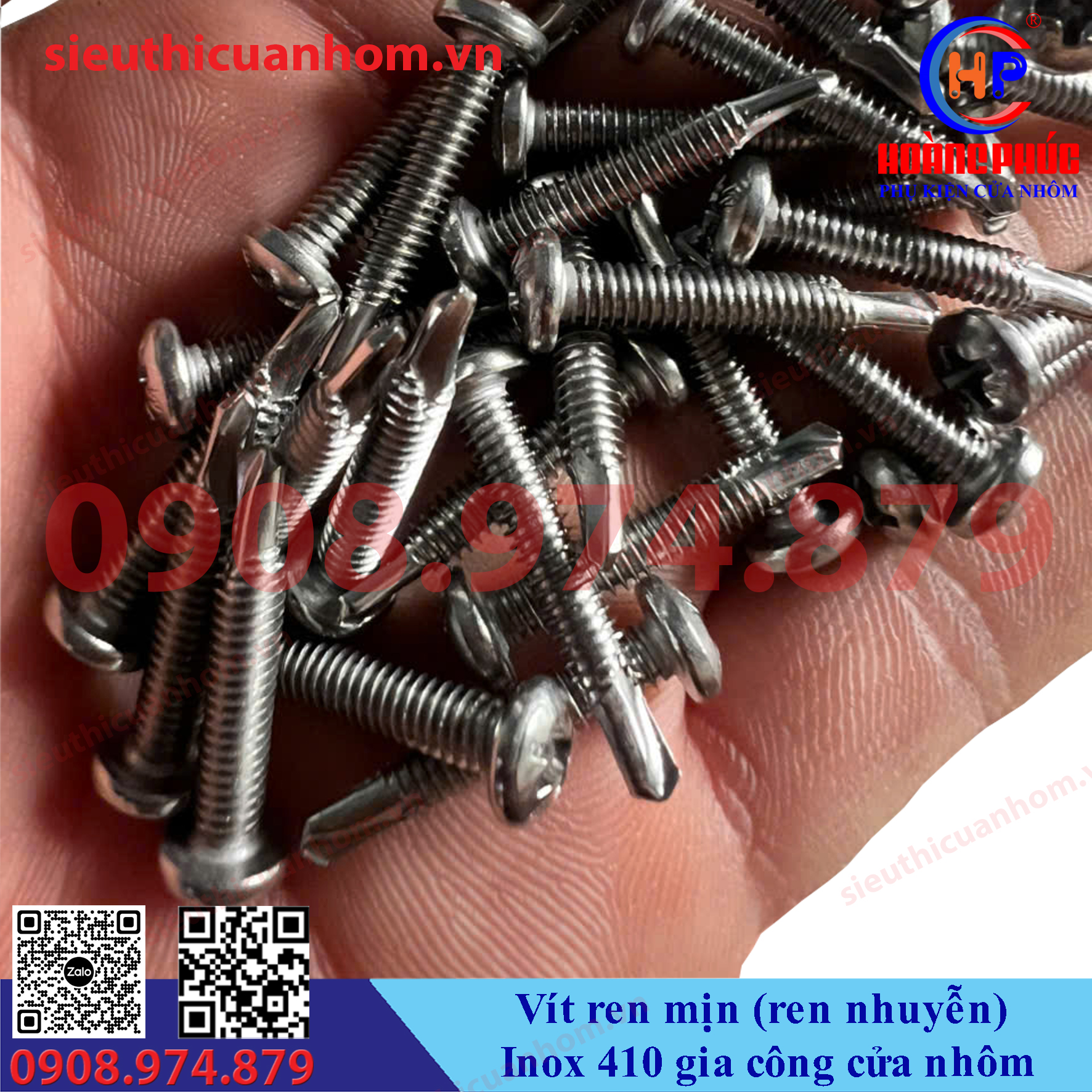 Vít ren mịn Inox 410 gia công cửa nhôm
