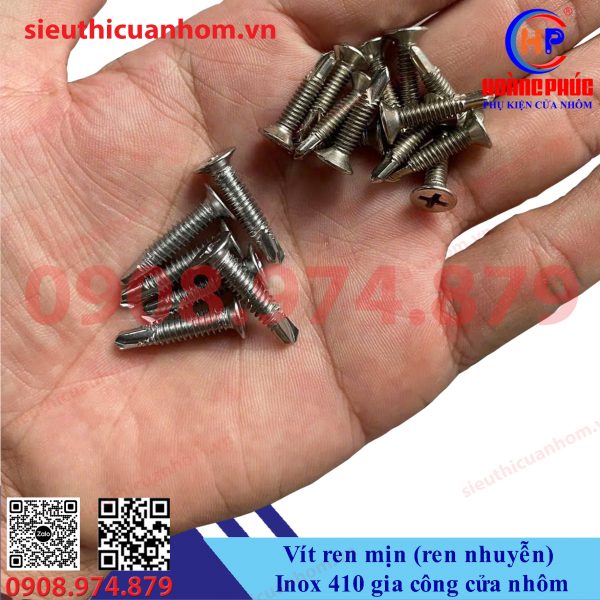 Vít ren mịn Inox 410 gia công cửa nhôm