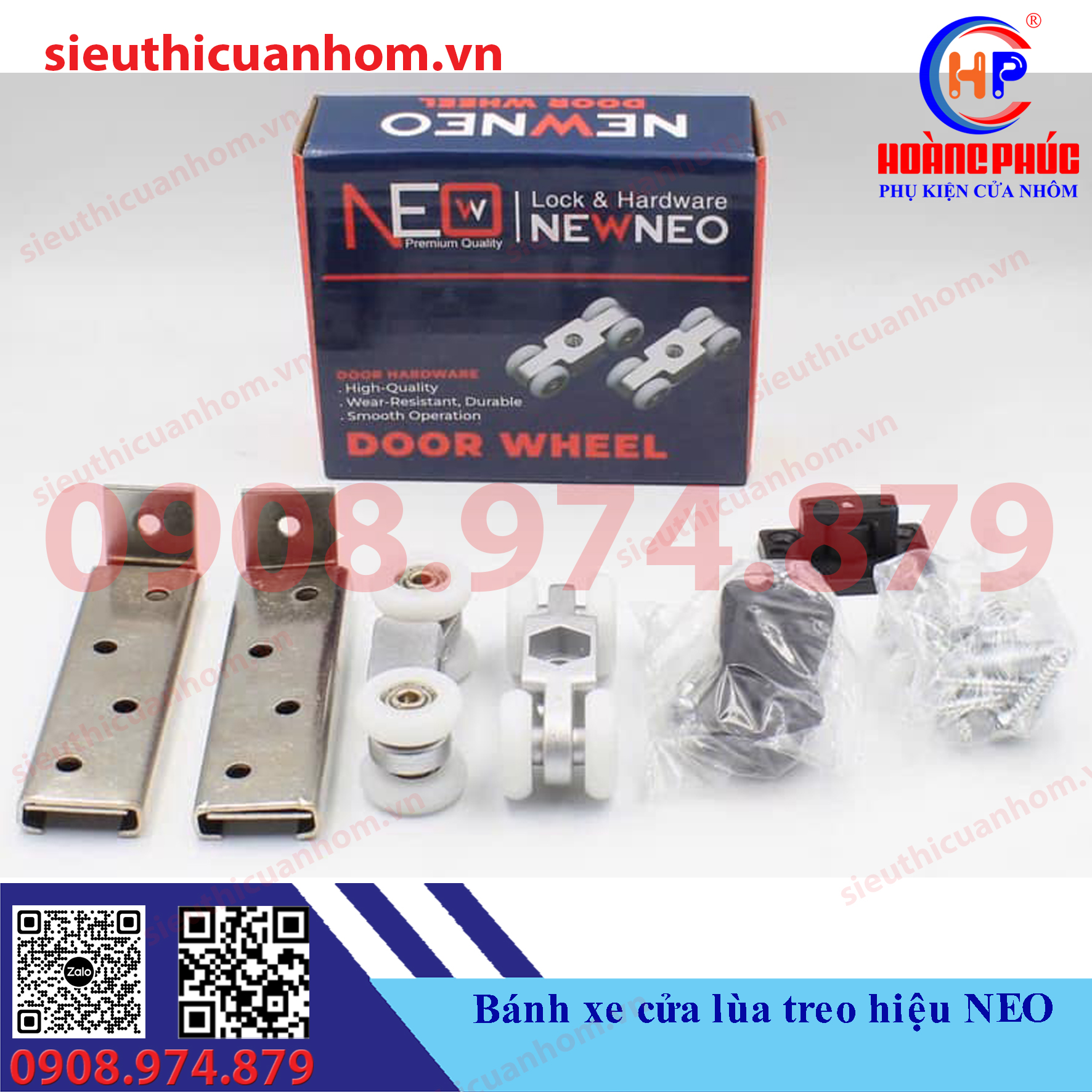 Bánh xe cửa lùa treo hiệu NEO