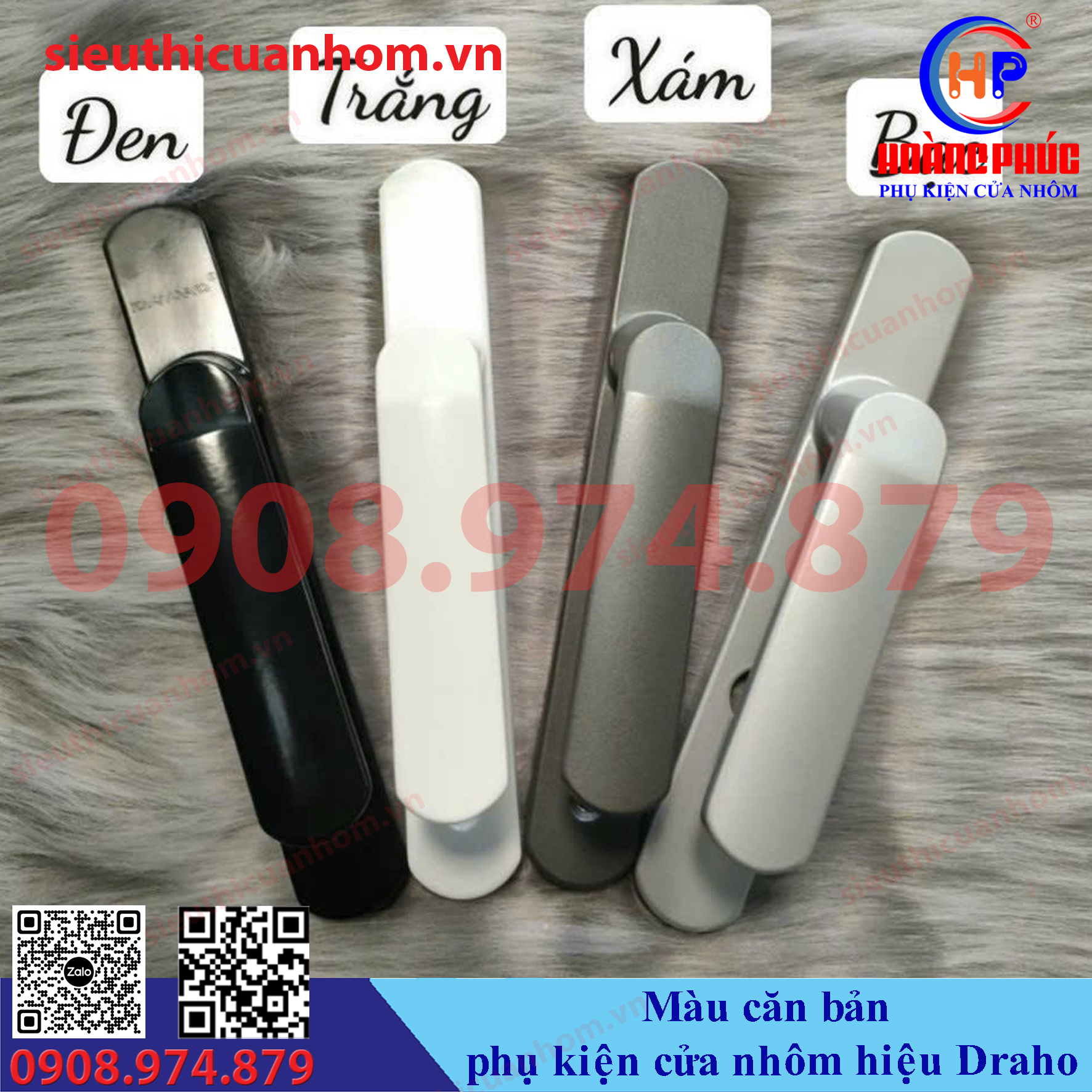 Màu sắc phụ kiện cửa nhôm hiệu Draho