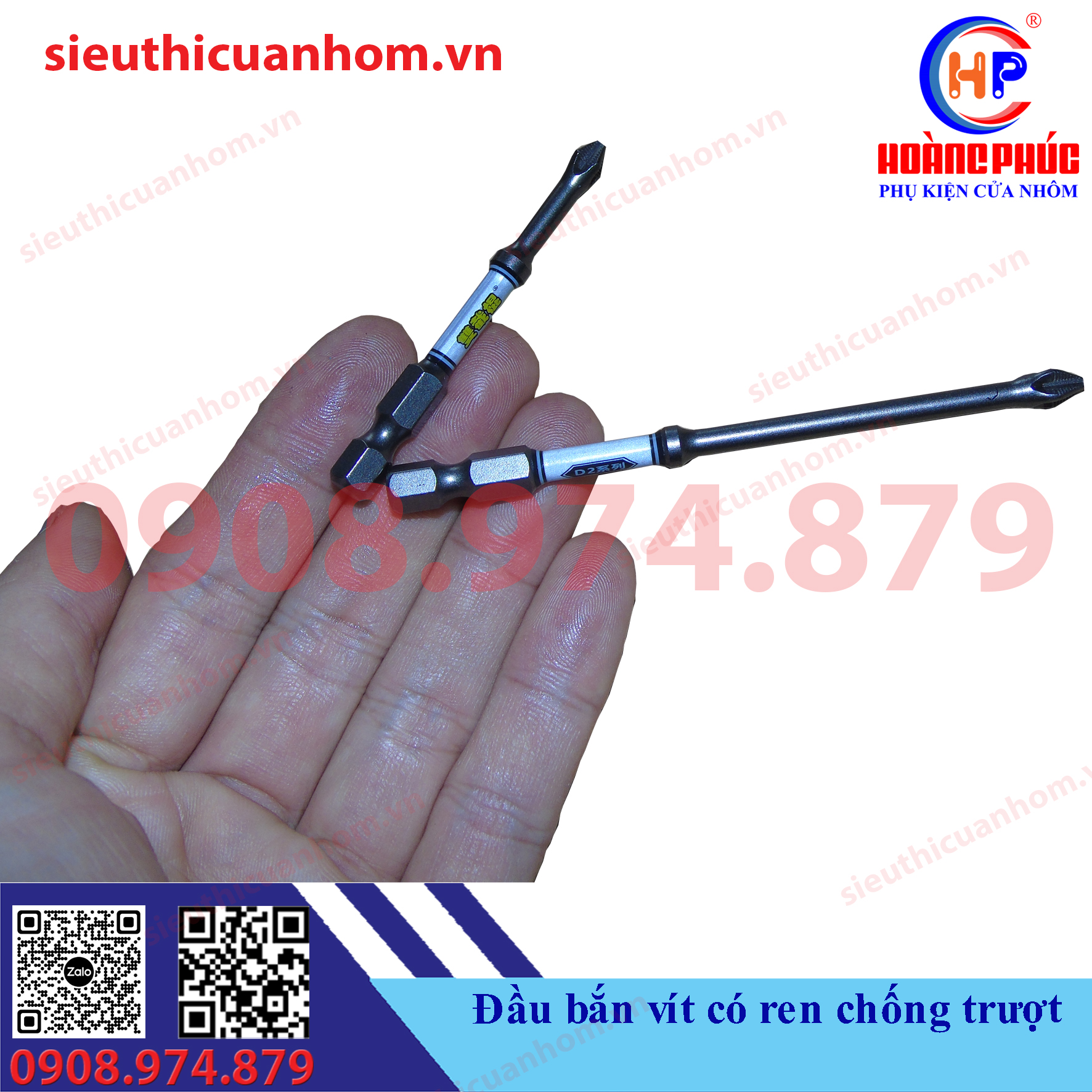 Đầu bắn vít có ren chống trượt